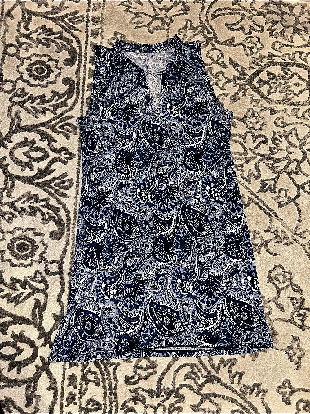Michael Kors Blue Paisley Sleeveless Shift Dress Blue & White Paisley Sleeveless